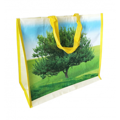 PP woven material supermarket bag with opp film lamination and printing